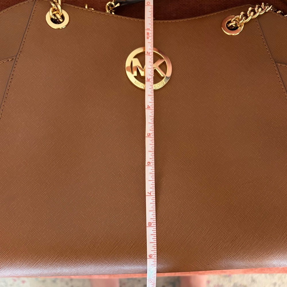 Michael Kors Chocolate Brown Shoulder Bag with Gold Accents - Picture 7 of 9